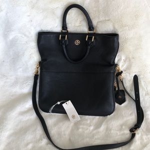 Black Tory Burch Robinson Foldover Messenger Bag